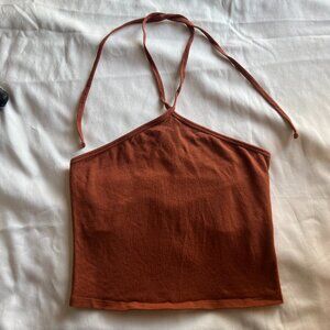 Hollister orange halter crop top